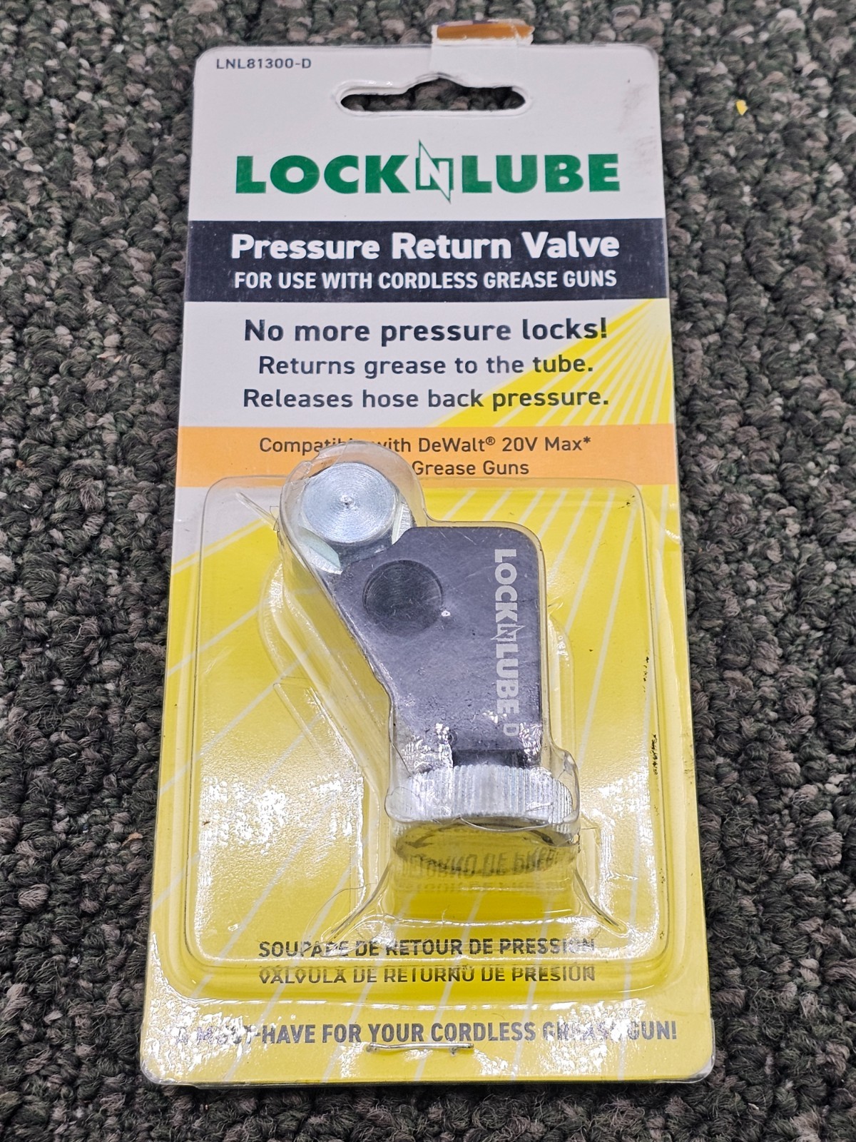 LockNLube LNL81300-D: Pressure Return Valve for Use with Cordless Grease
