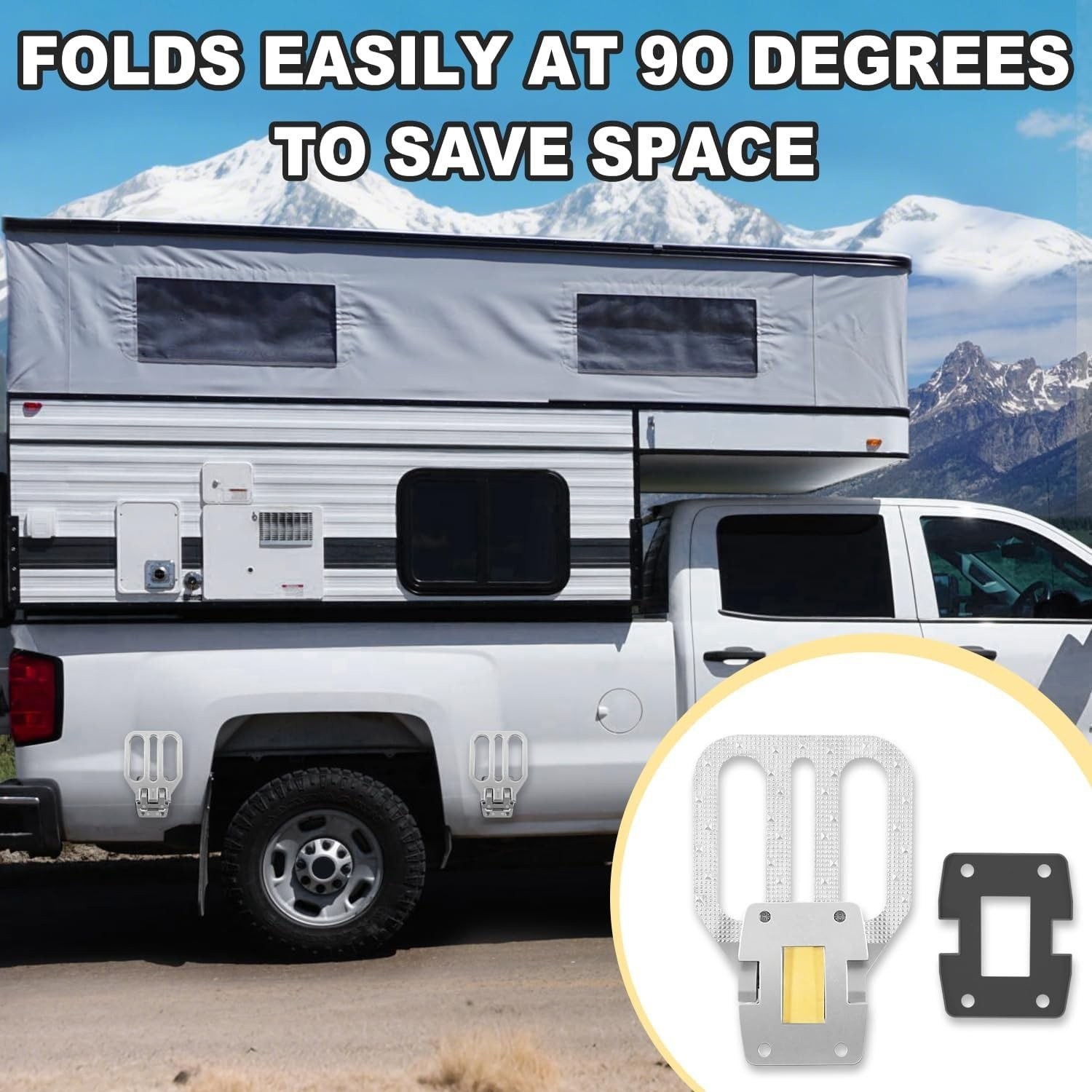 FS2797CH Large Folding Step With Gasket for Truck Trailer RV Camper Boat Vehicle