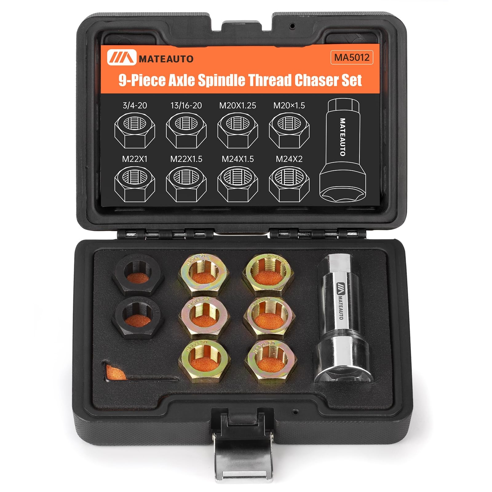 Axle Spindle Rethreading Kit,10 Piece Precision Restorer Master Repair Kit