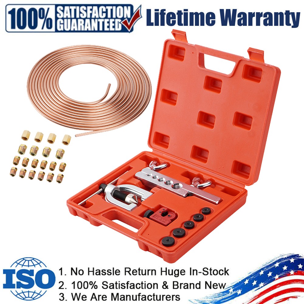 Racewill 25 ft 1/4 Copper Coated Brake Line Kit Includes 16 Fittings & 4 Unions