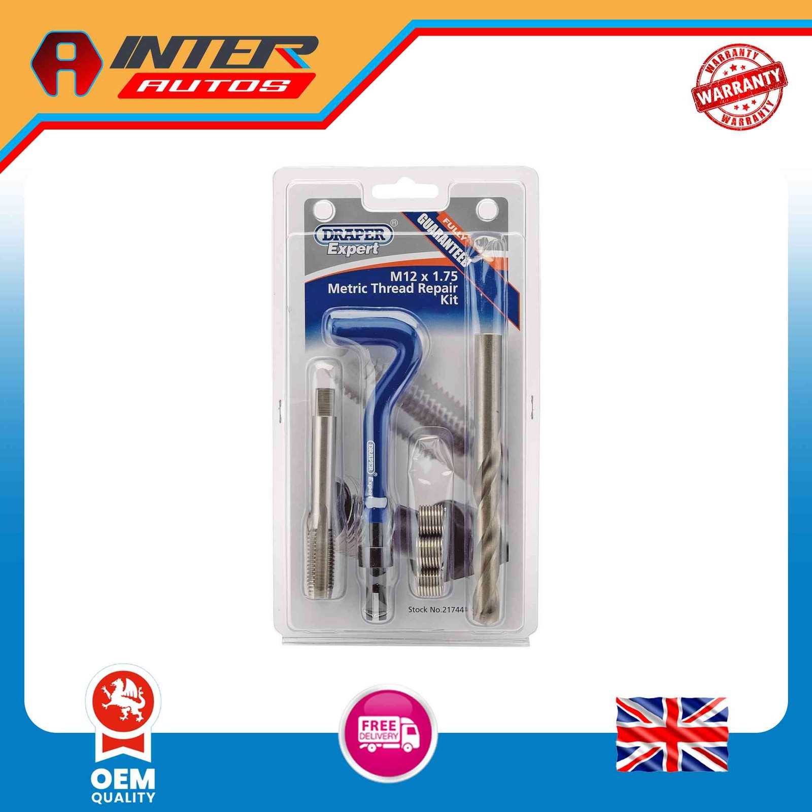 Draper Expert Metric Thread Repair Kit, M12 x 1.75 21744