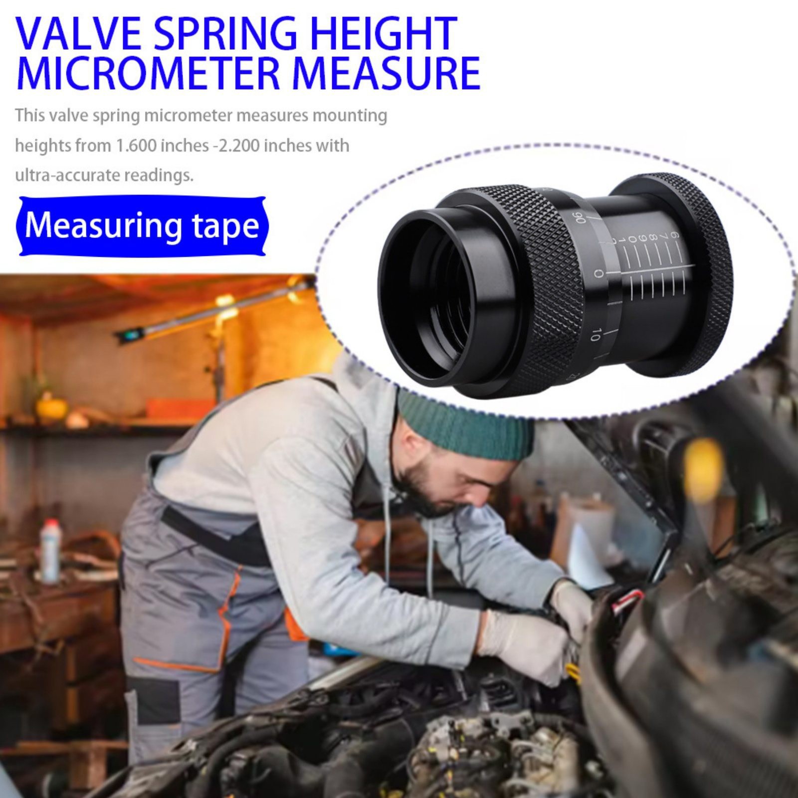 Valve Spring Height Micrometer Gauge Tool 1.600″-2.200″ Range for Engine Work