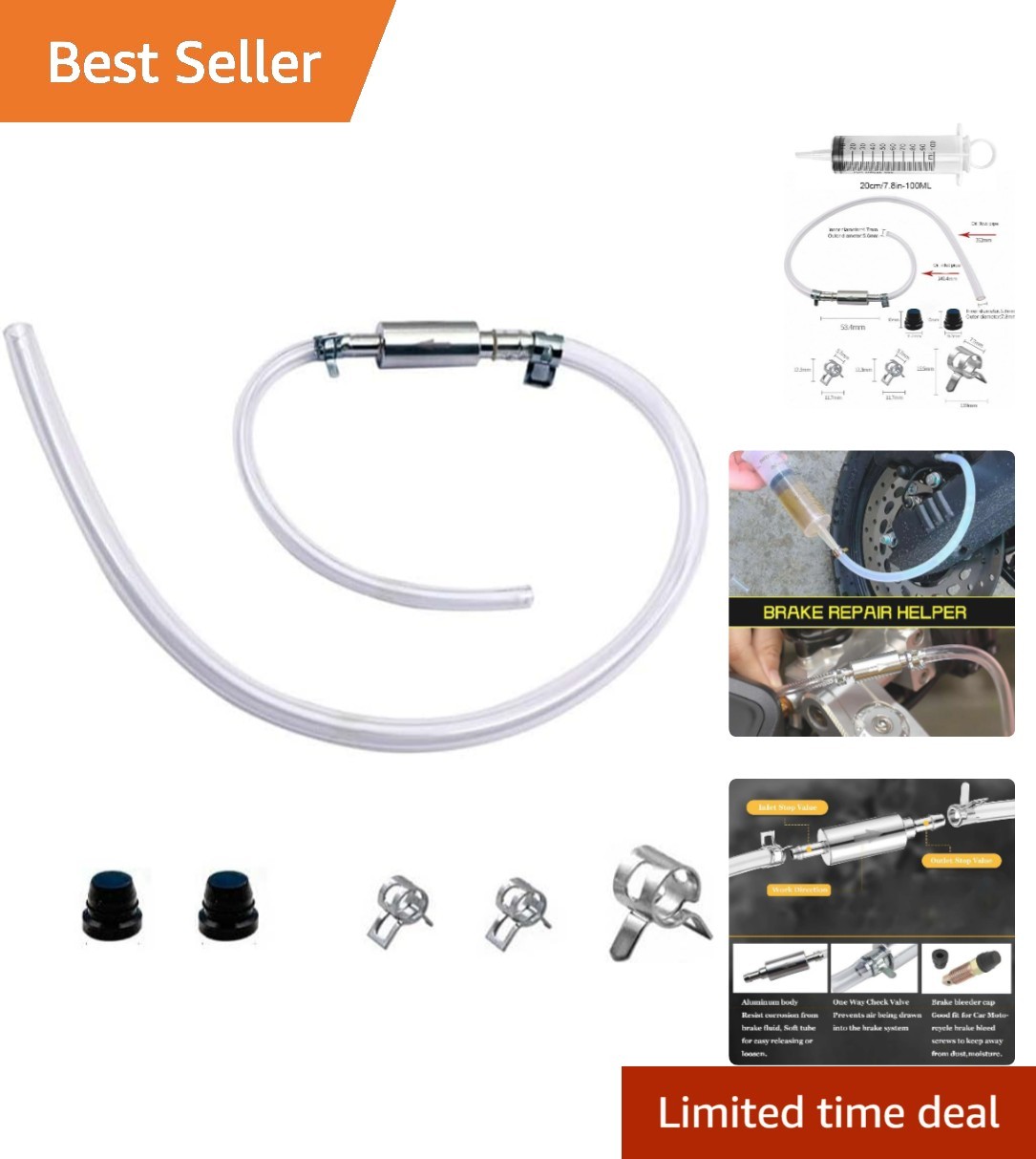 DIY-Friendly Brake Bleeder Kit with Tubing & Adapters for Quick Fluid Changes