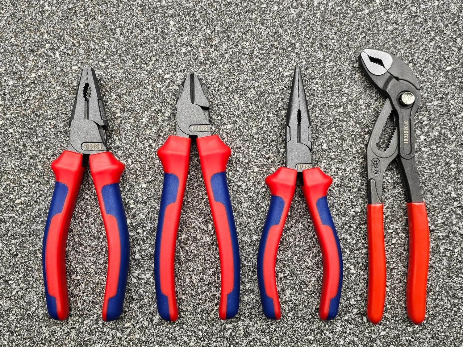 4PC Pliers Set,Combination Pliers,6” Diagonal Cutting Plier，6” Long Red, Blue