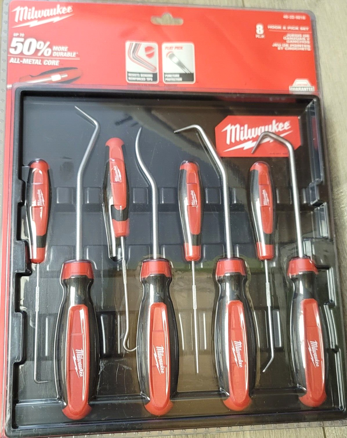 Milwaukee 8pc Comfort Grip Master Hook & Pick Set w/ Tray #48-22-9218