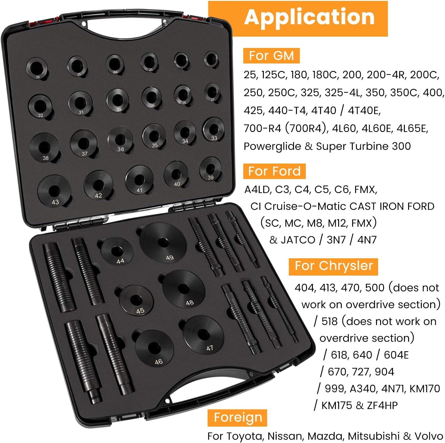 39PCS T-0220-39 Master Bushing Driver Set for Chrysler GM Ford Transmissions