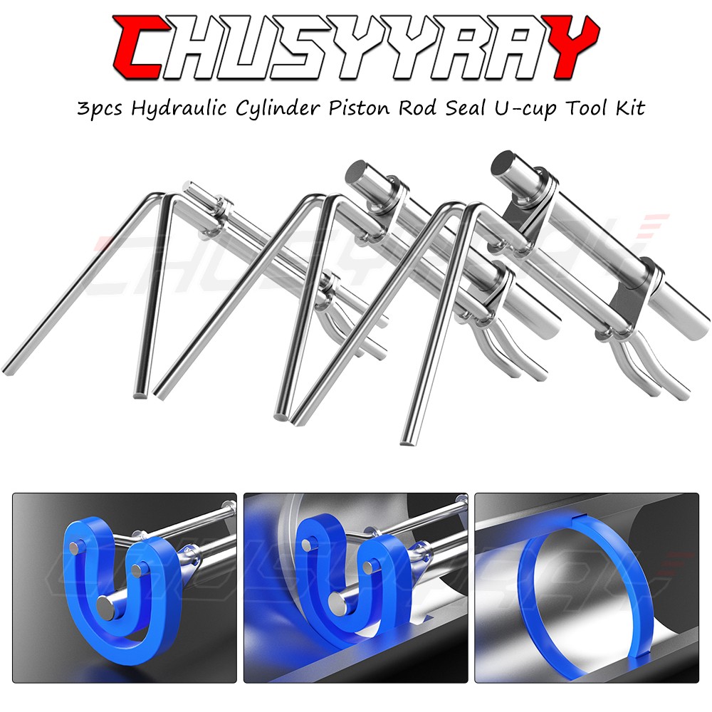 Hydraulic Cylinder Piston Rod Seal U-cup Installation Tool Kit Set – 3pcs S M L