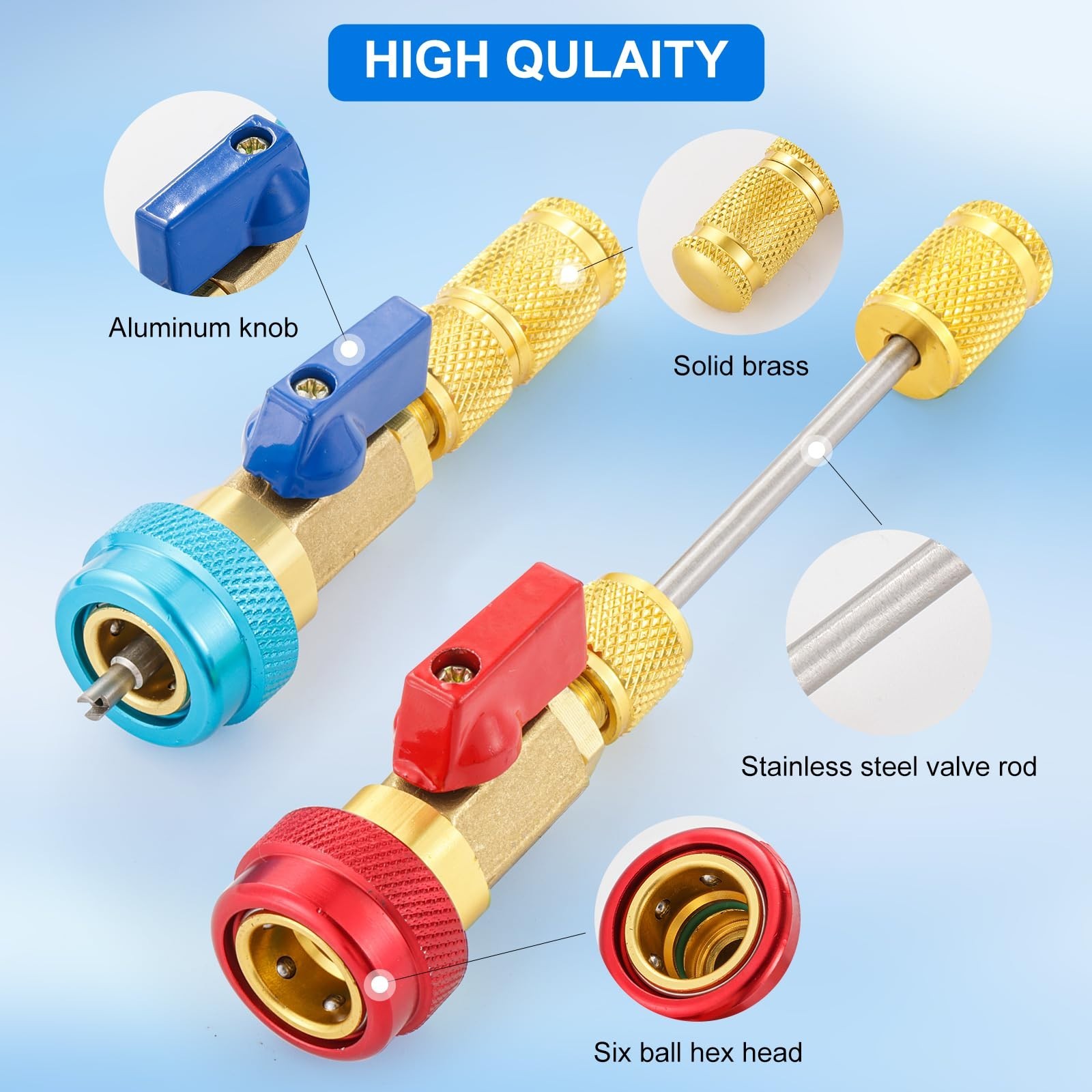 10PC A/C Refrigerant Valve Core Remover Tool Set for R134A R12 High Low Pressure