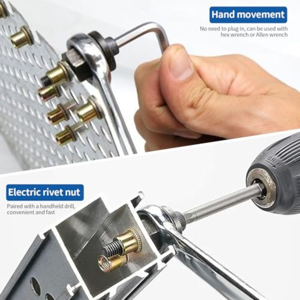 Rivet Nut Pliers Set with 6 Models and 60 Nuts Suitable for Heavy Duty Projects