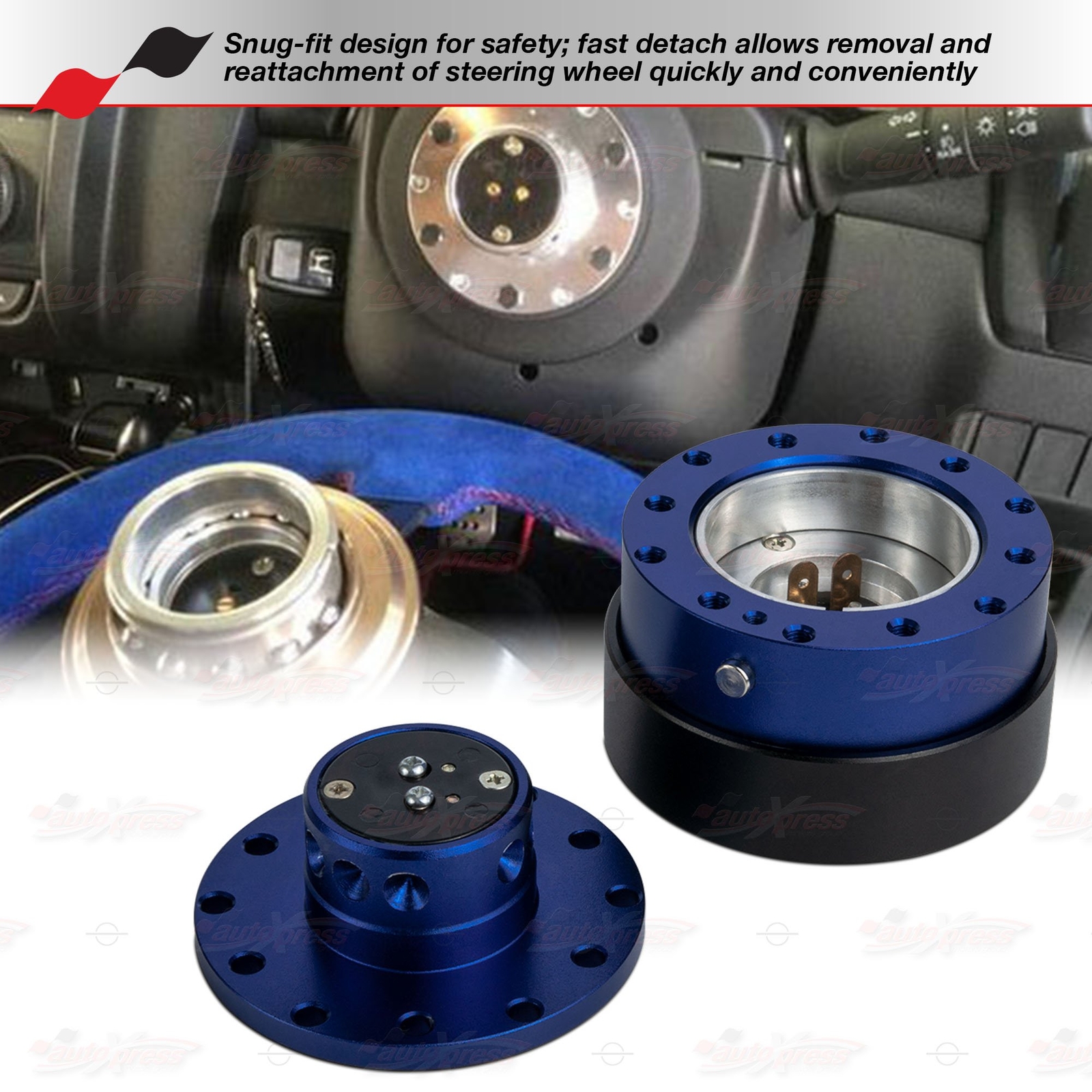 Race Steering Wheel Short Hub Adapter Snap Off Boss Kit 6 Bolt Standard Push-Pin