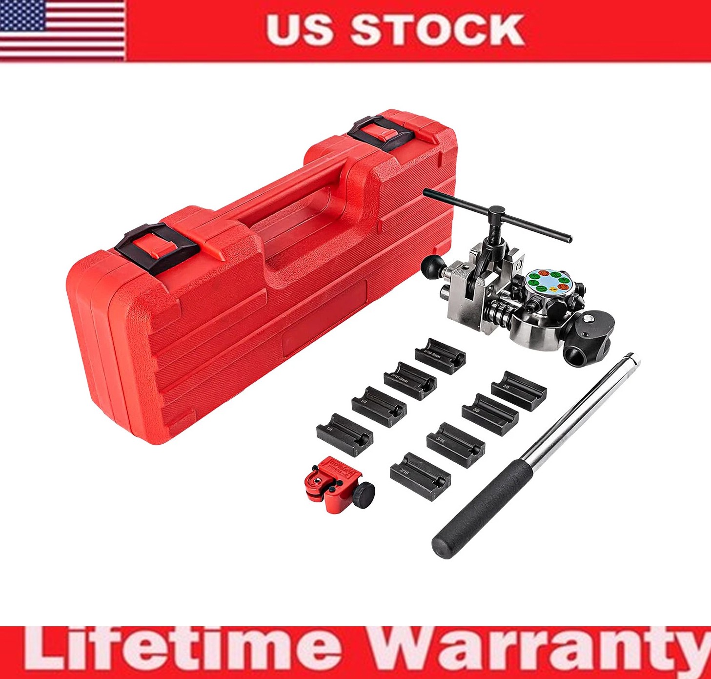 Brake Line Flaring Tool Kit 45° Single Double Bubble Flare for 3/16″ 1/4″ 5/16″