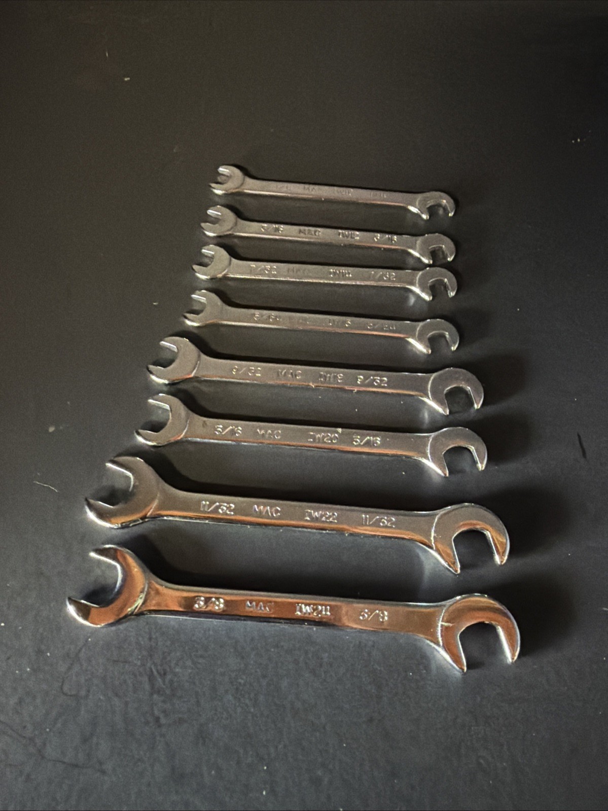 Mac Tools USA 8-Piece SAE Open End E Ignition Wrench Set Very Nice!