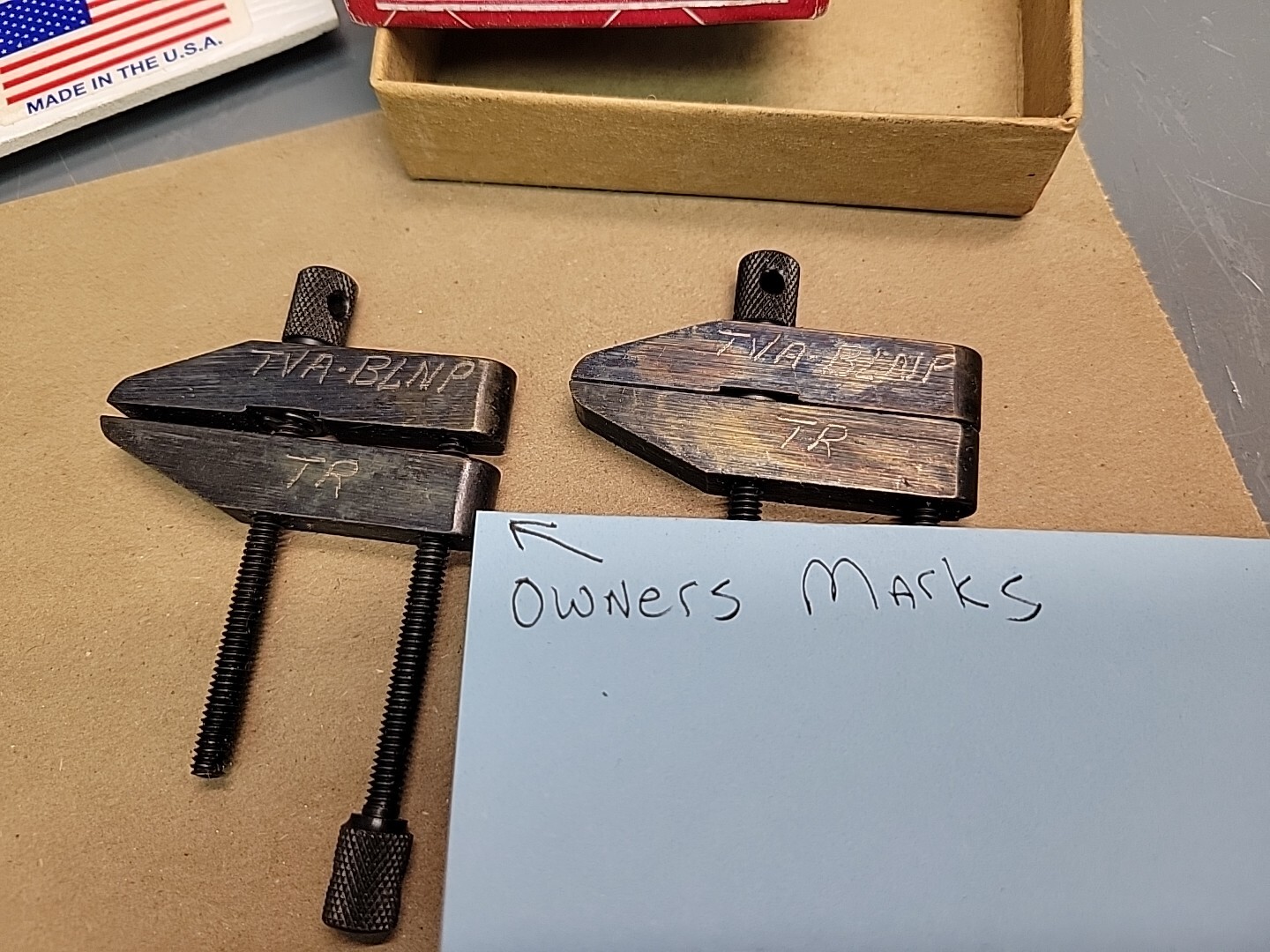 L. S. Starrett Machinist Parallel Clamp Set No. 161-A 2 Clamps NOS Owner Marks