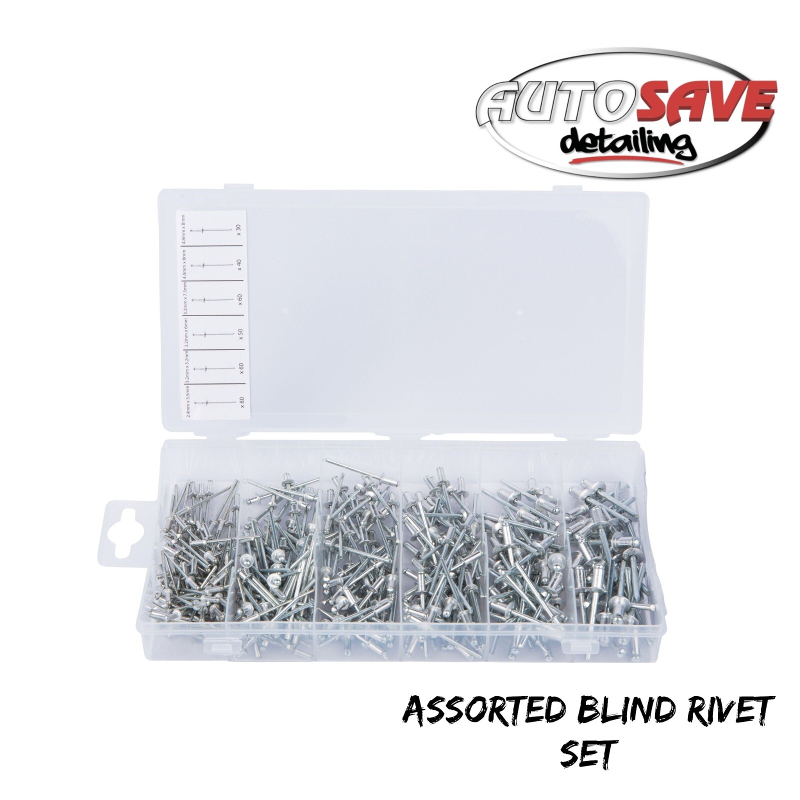 BlueSpot – 320 PCE Assorted Blind Rivet Set (2.4mm, 3.2mm, 4.0mm, 4.8mm)