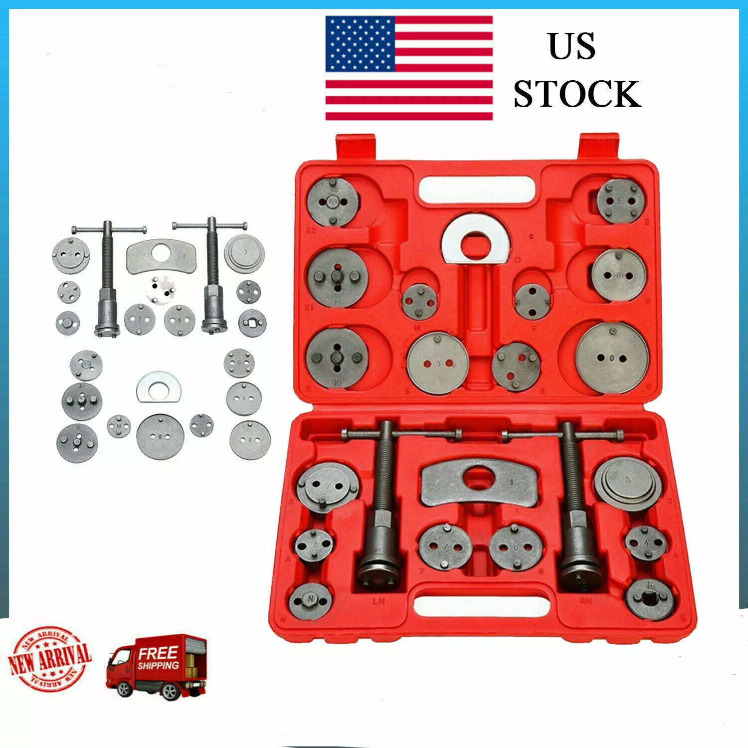 22PCS Universal Disc Brake Caliper Rewind Brake Piston Wind Back Tool Kit USA