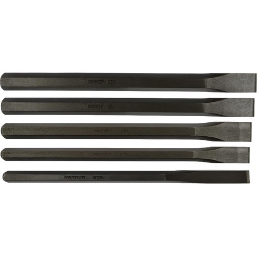 Mayhew 61512 Hardened Steel Long Cold Chisel Set, 5-Piece