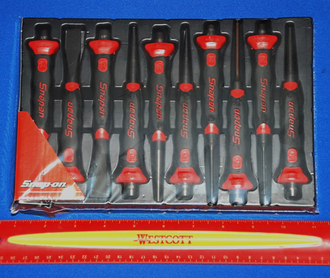 Snap-on NEW Ships for FREE 10 Piece Red Soft Grip Punch and Chisel Set PPCSG710