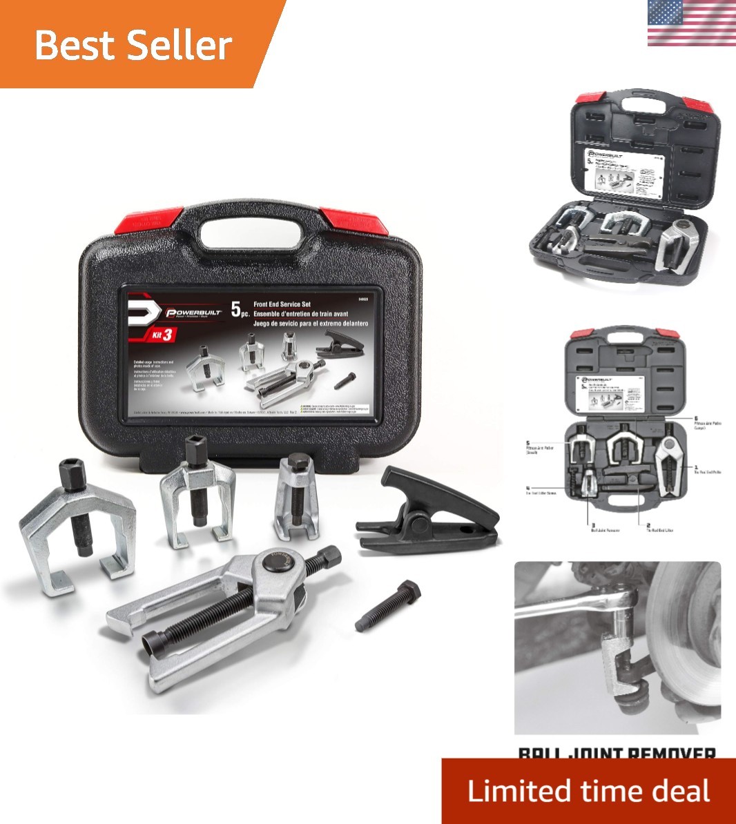Heavy-Duty Black Front End Service Kit – 6 Tools for Vehicle Maintenance