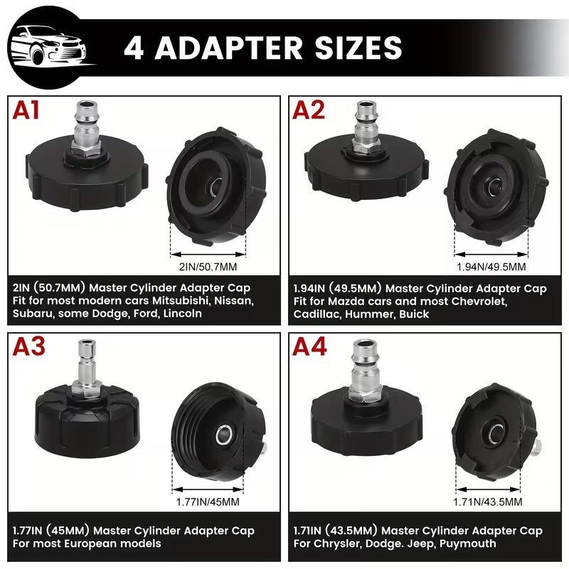Manual Brake Bleeder Bleeding Clutch Fluid Kit & 4xMaster Cylinder Adapters