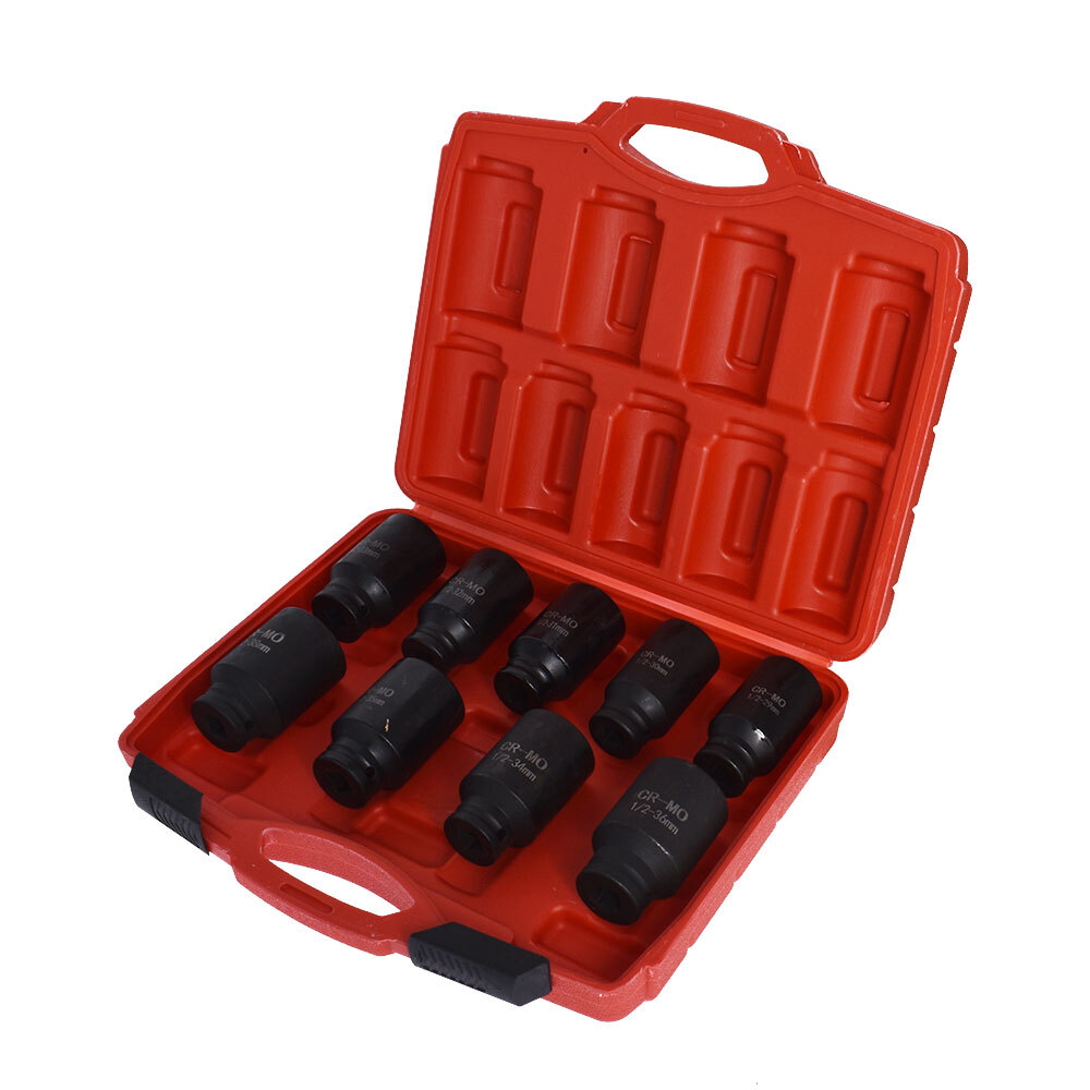 Labwork 9Pc 29-38mm Deep Impact Socket Set 1/2″ Drive Metric Axle Hub Nut Socket