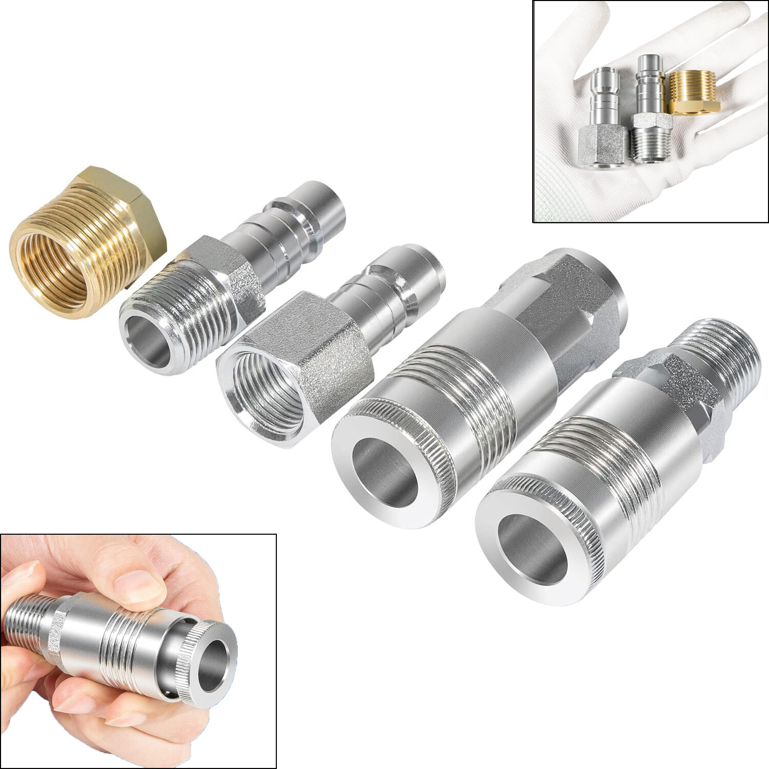 1/2″ NPT G Style Coupler Plug and Air Hose Reducer Bushing Kits S-224 (5pcs/Set)