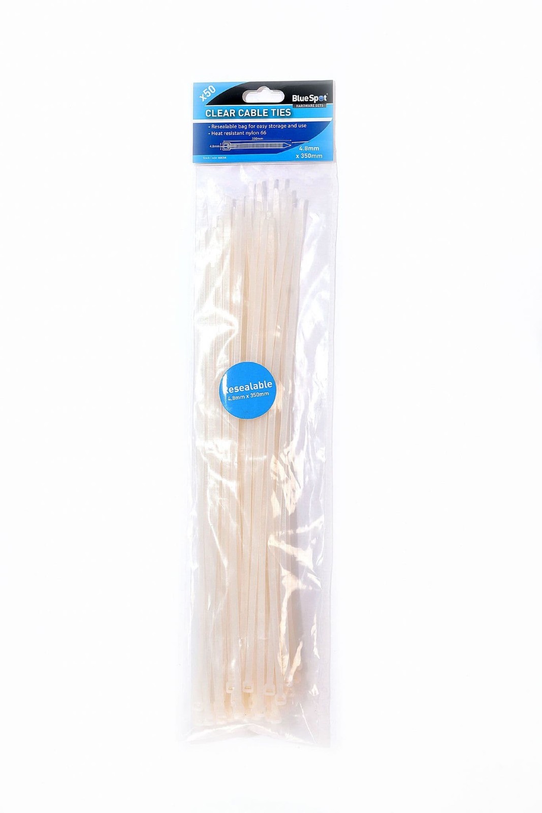 Blue Spot 40054 White Cable Ties 50 Piece 4.8mm x 350mm