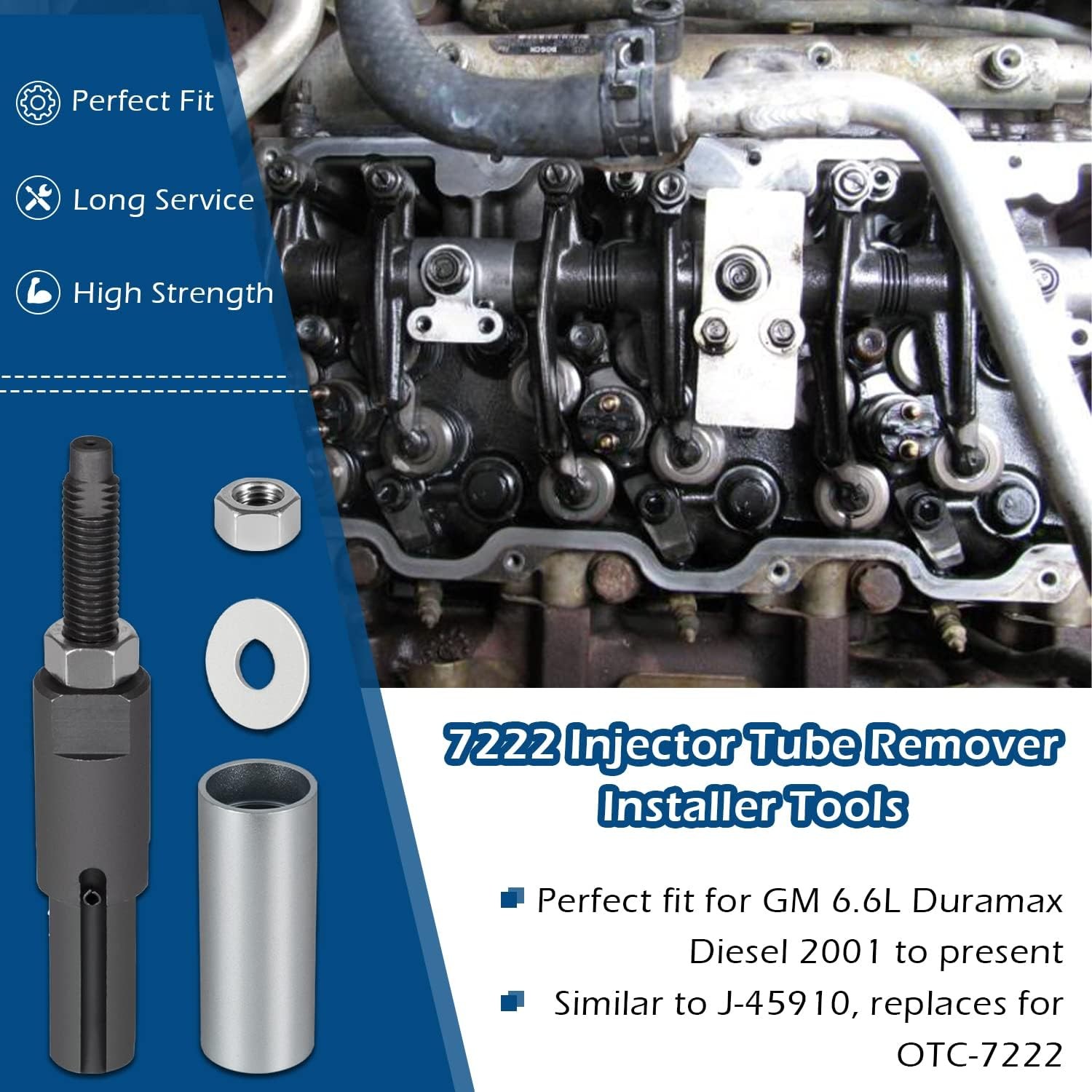 7222 Injector Tube Remover/Installer Tools for GM 6.6L Duramax Diesel 2001+
