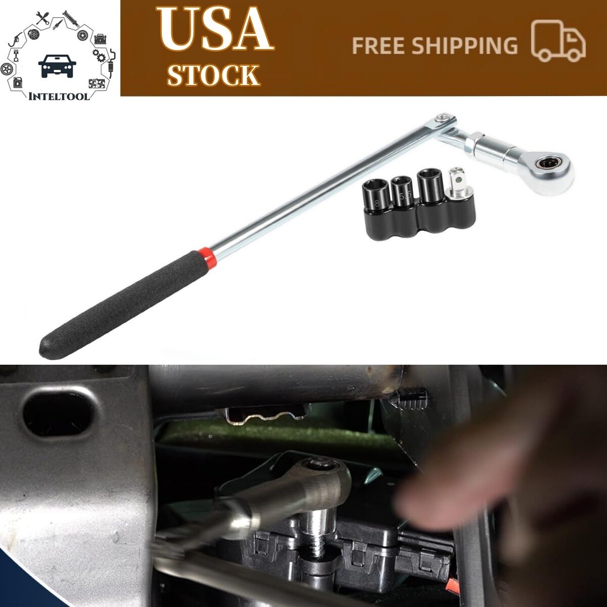 ‎64180 Actuator Motor Wrench Set W/5.5/ 7/ 8mm Socket 1/4″ Square Drive Adapter