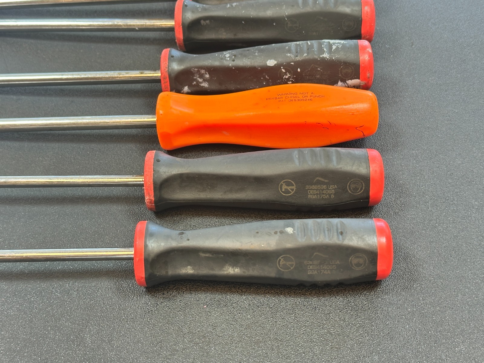 🇺🇸 Snap-on Tools USA 6pc RED Soft Soft Grip Radiator Hose Pick Set, (1) Orange