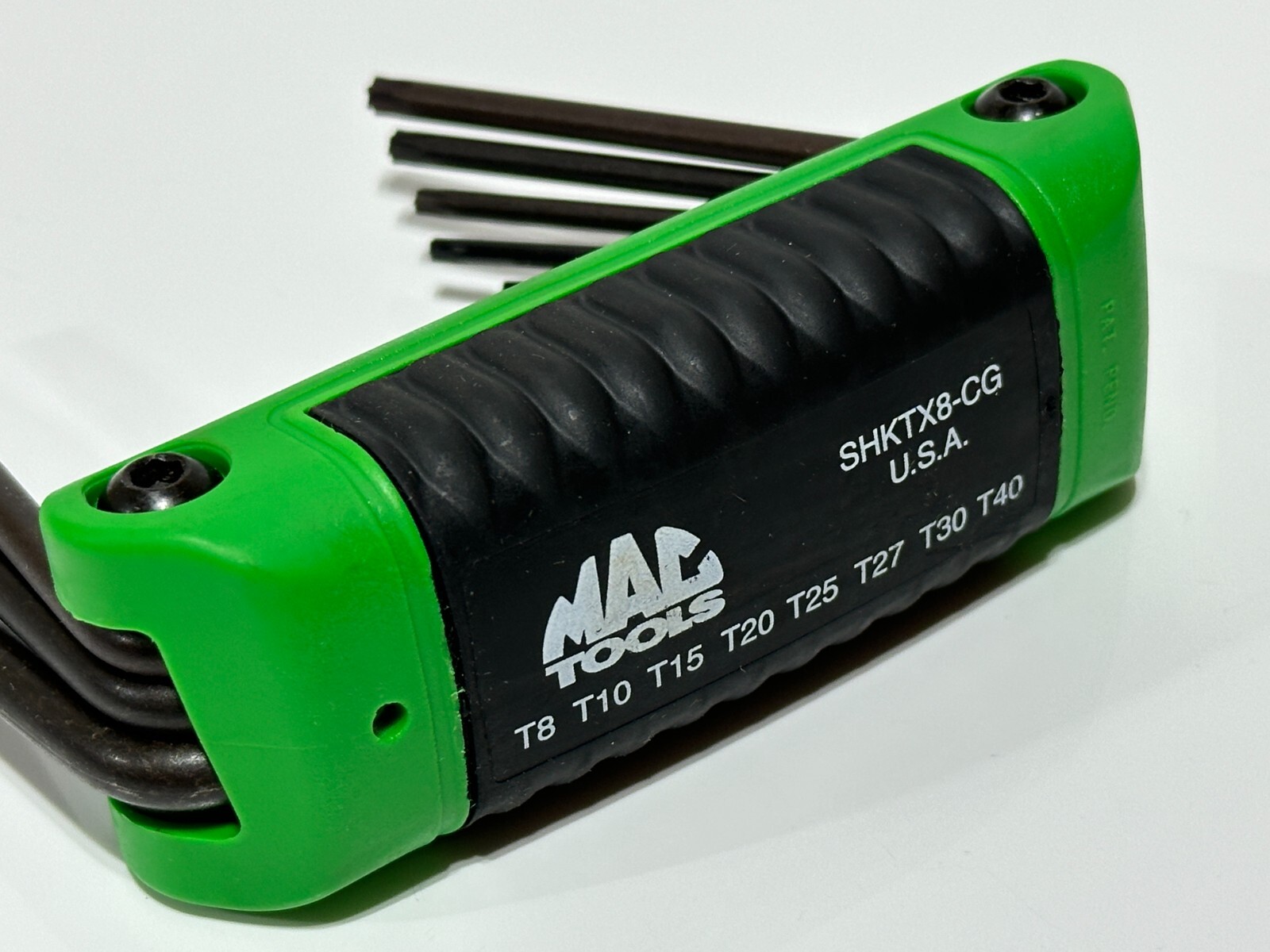 MAC Tools USA (NEW) SHKTX8 8pc Torx T8-T40 Fold-Up Hex Key Set Tool – Green Grip