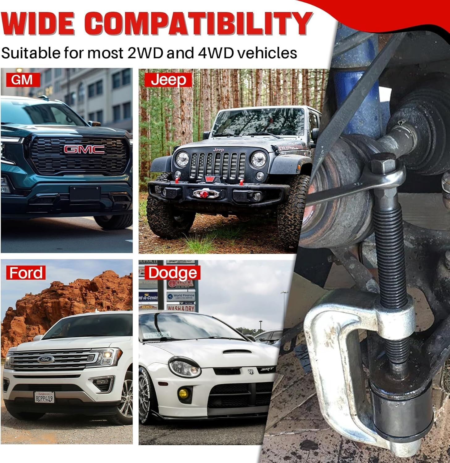 Heavy Duty Ball Joint Press Kit & U Joint Removal Tool with 4X4 Adapters for Mos