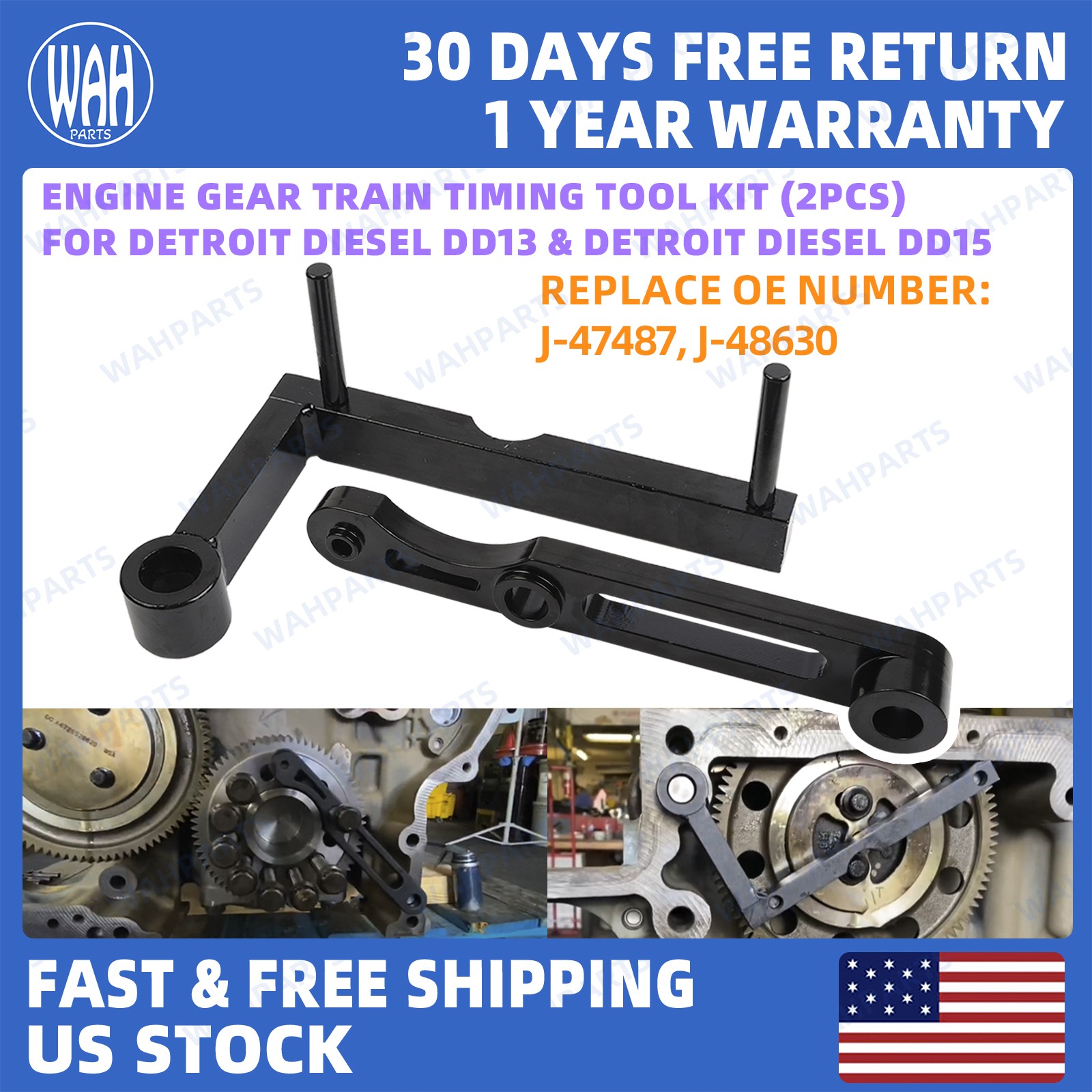 For Detroit Diesel DD13 DD15 Engine Gear Train Timing Tool Kit J-47487 & J-48630
