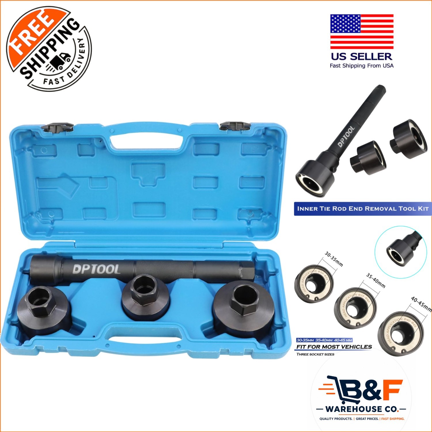 Professional Inner Tie Rod End Removal Tool Kit – 30-45mm Sizes Included