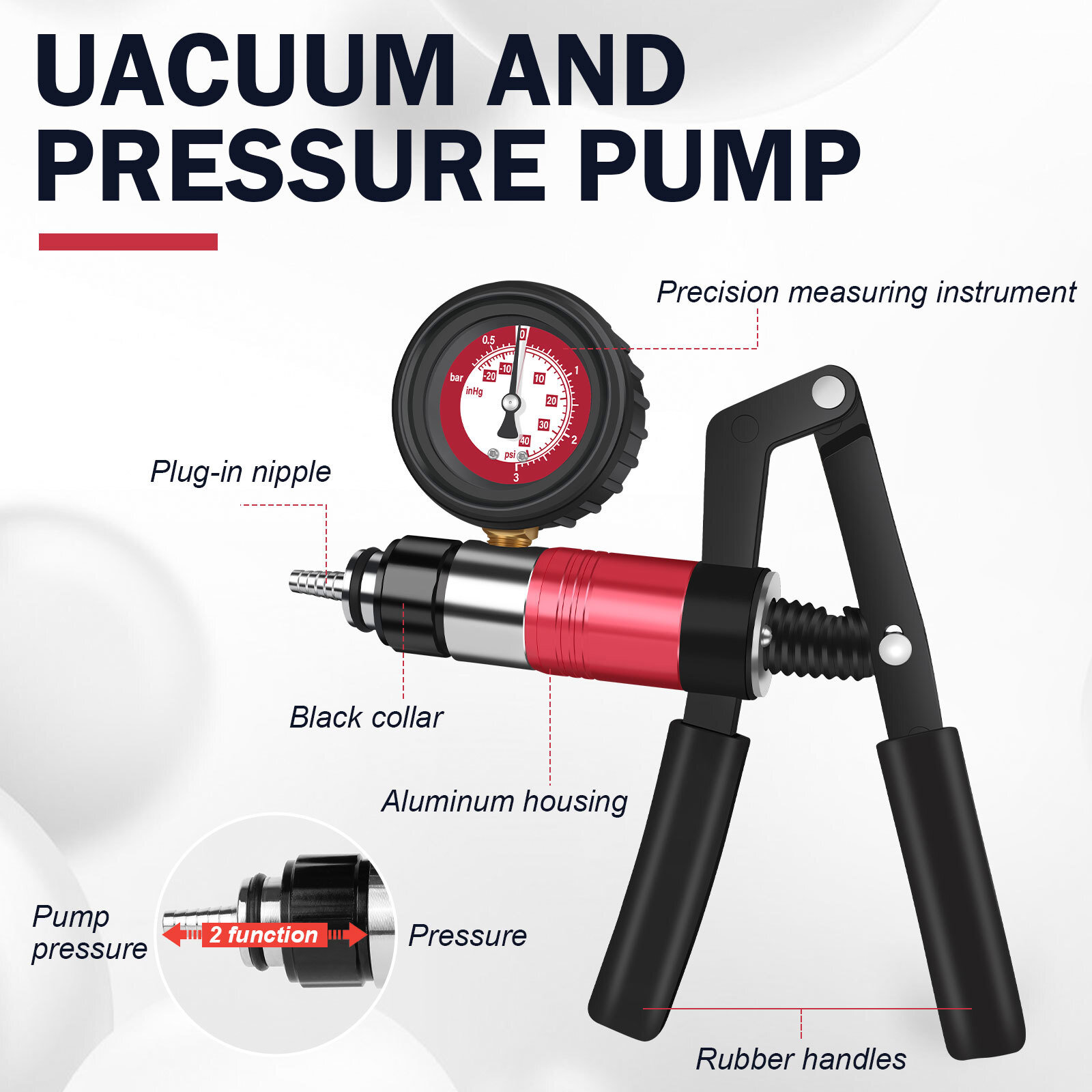 23pcs Hand Held Vacuum Pressure Pump Tester Brake Fluid Bleeder Bleeding Tool US
