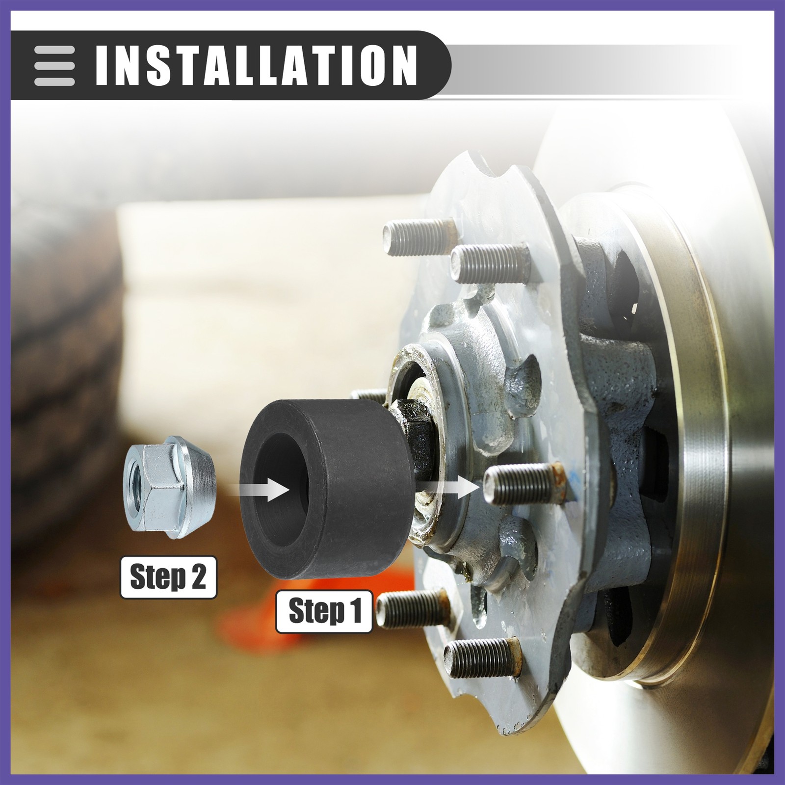 1 Set Wheel Stud Installer Tool Iron w/ 3/4″ Hex Wheel Lug Nuts