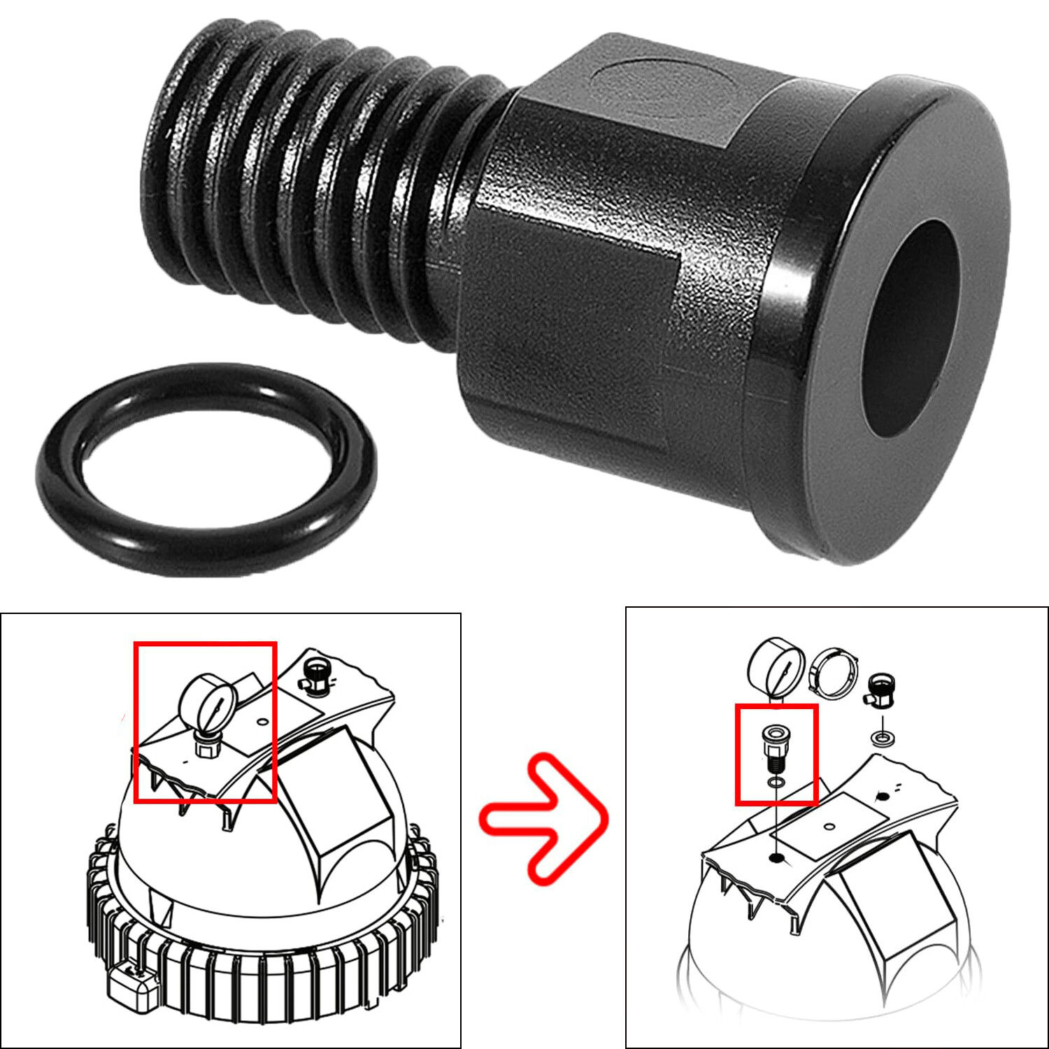 R0557100 Pressure Gauge Adapter Fit for Zodiac Jandy Cs Series Cartridge Filters