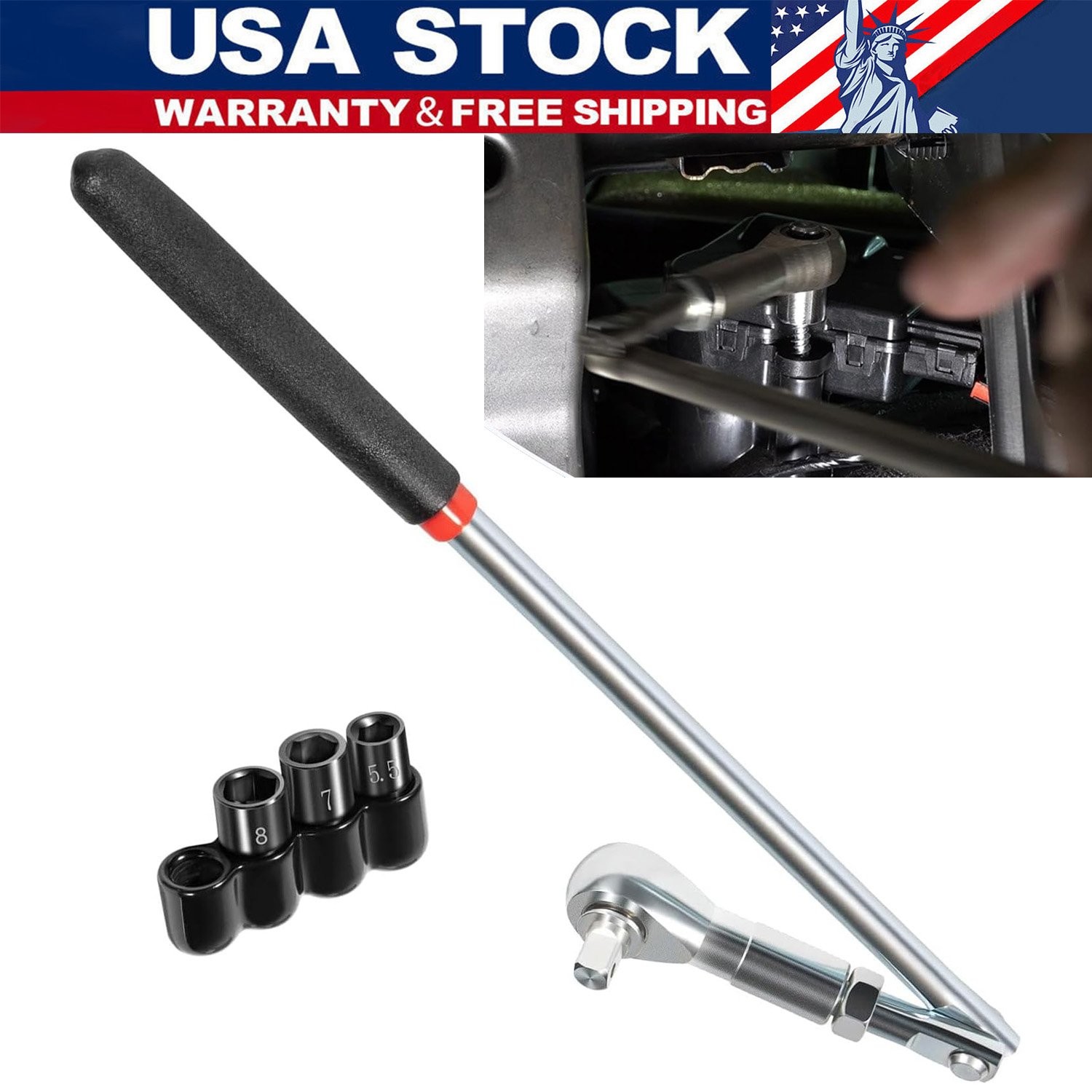 64180 Actuator Motor Ratchet Wrench Set 5.5mm 7mm 8mm Socket For Lisle Tool
