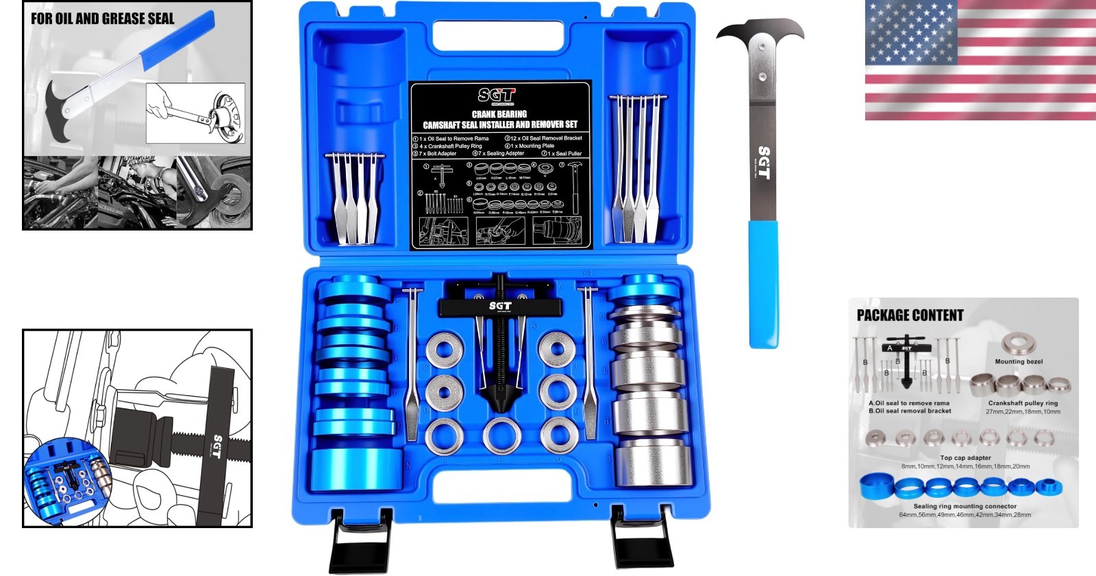 Camshaft Seal Puller with Interchangeable Mandrels