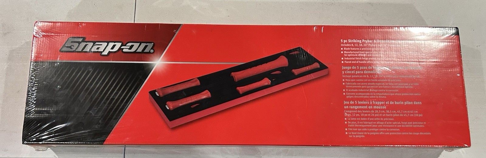 NEW Snap-on Tools USA 5-Piece RED Striking Prybar & Chisel Foam Set SPBSDC705FR