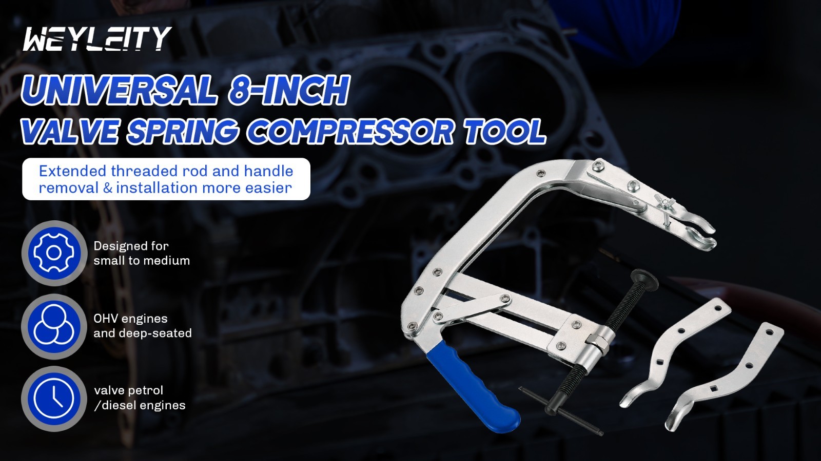 Universal 8-Inch Valve Spring Compressor Tool for OHV Engines | Engine Valve Spr