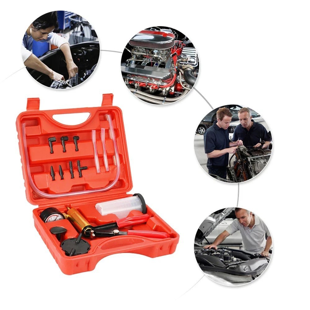 2 in 1 Brake Bleeder Kit Hand held Vacuum Pump Test Set Brake Fluid Bleeder