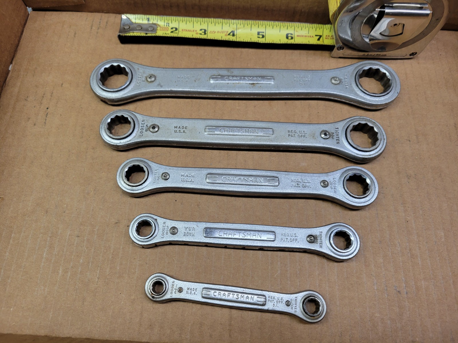 Vintage Craftsman USA 5-Piece ratcheting Box End Wrench Set