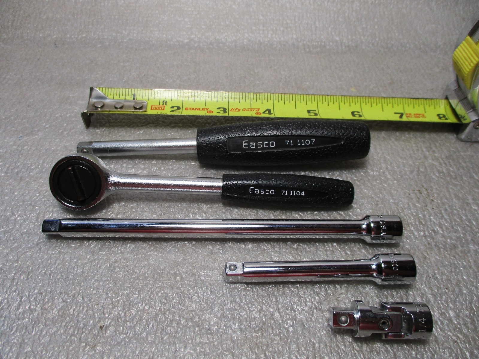 Mint! Vintage Easco 1/4” Drive Set: Ratchet, Spinner, Extensions Universal USA