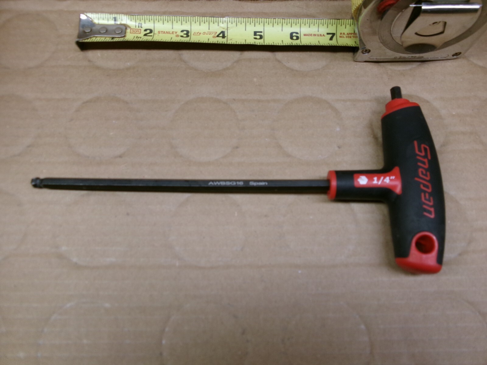 Snap-on Comfort Grip T-Handle 1/4″ Ball Hex Wrench No AWBSG16