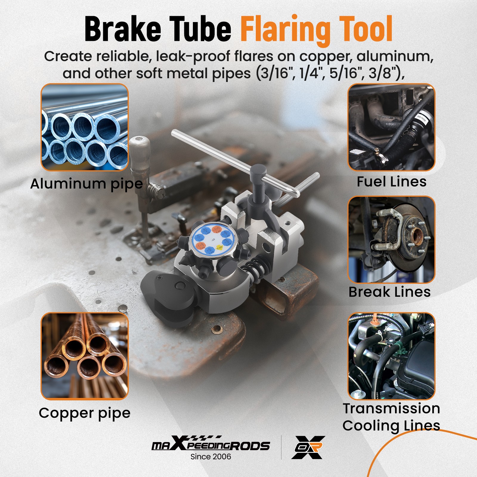 37° 45° Brake Line Double Flare Tool 3/16″ 1/4″ 5/16″ 3/8″ Bubble Flare