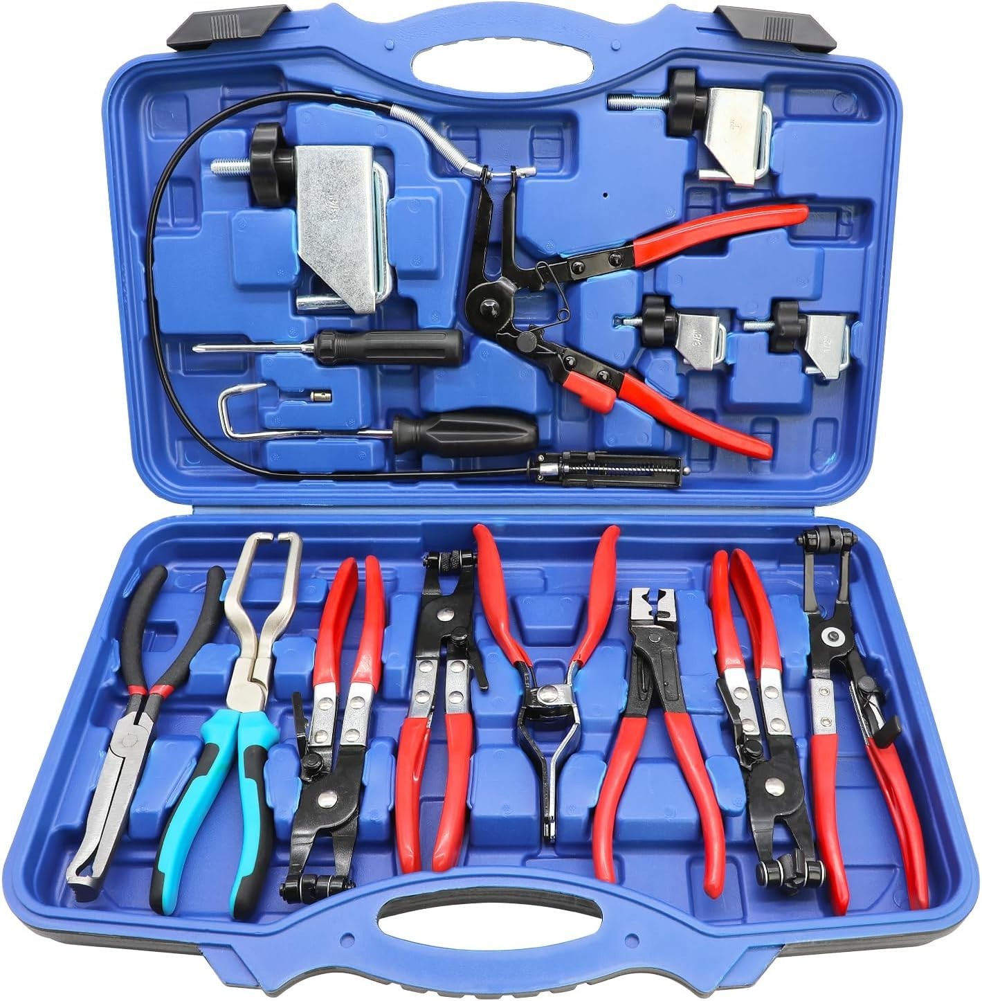 DPTOOL 15PCS Hose Clamp Pliers Tool Kit with Electrical Disconnect Pliers