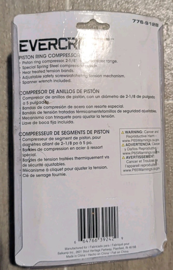 Evercraft Piston Ring Compressor 2 1/8 – 5 Inch Bore 776-9128