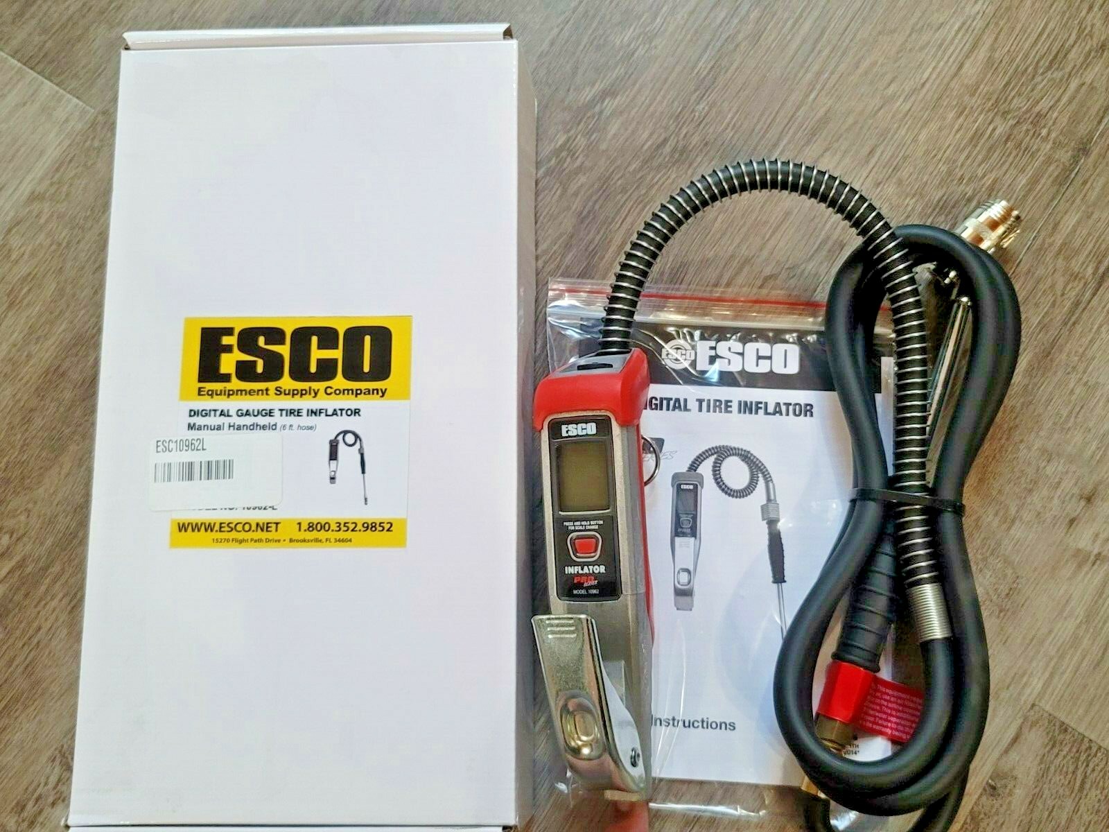 Esco PRO Digital Tire Inflator Gauge / Air Chuck w/ 6ft Hose 174 PSI Max #10962L