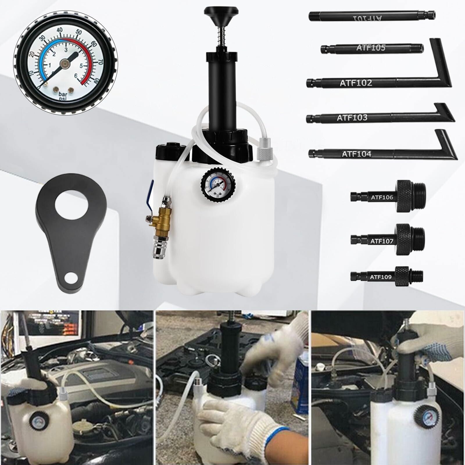 3L Transmission Oil Filling System Fluid Pump Manual Tool With 8pc ATF Adaptors