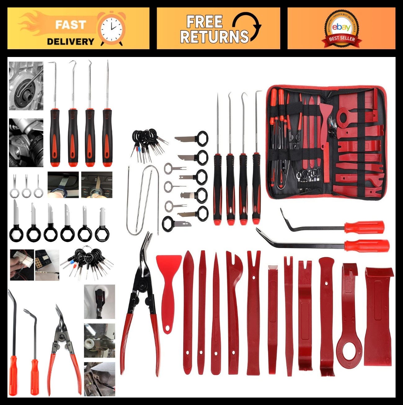 41-Piece Auto Trim Removal Tool Set for Car Audio, Dash, Door Panel & Upholstery